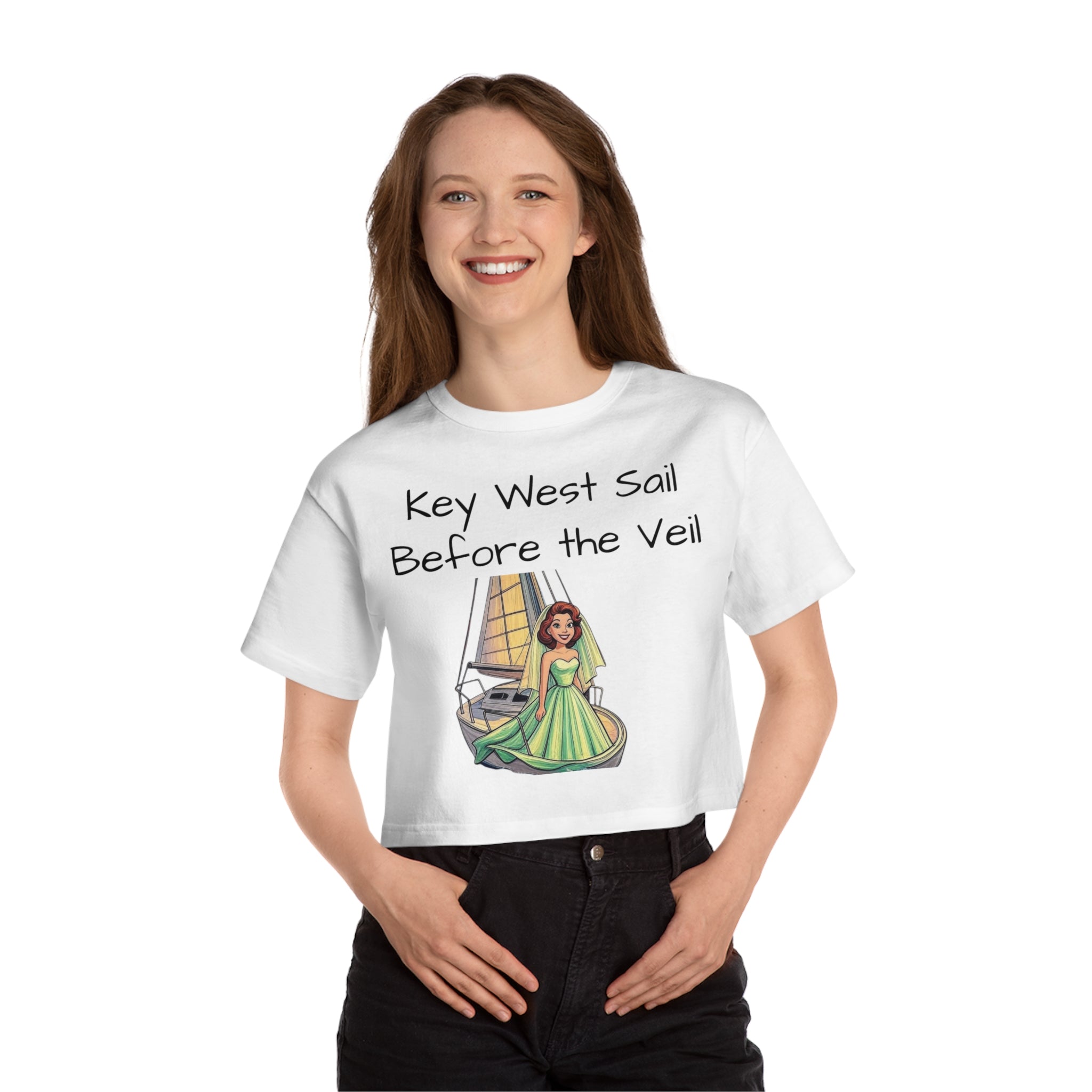 Key West Sail Before the Veil Bachelorette crop tee